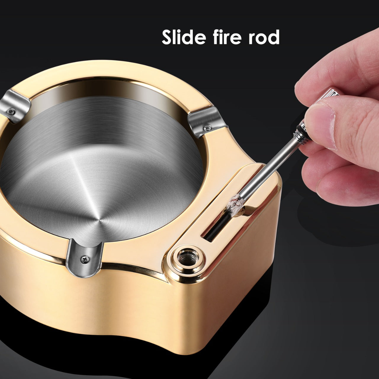 Ashtray with Permanent Match Lighter