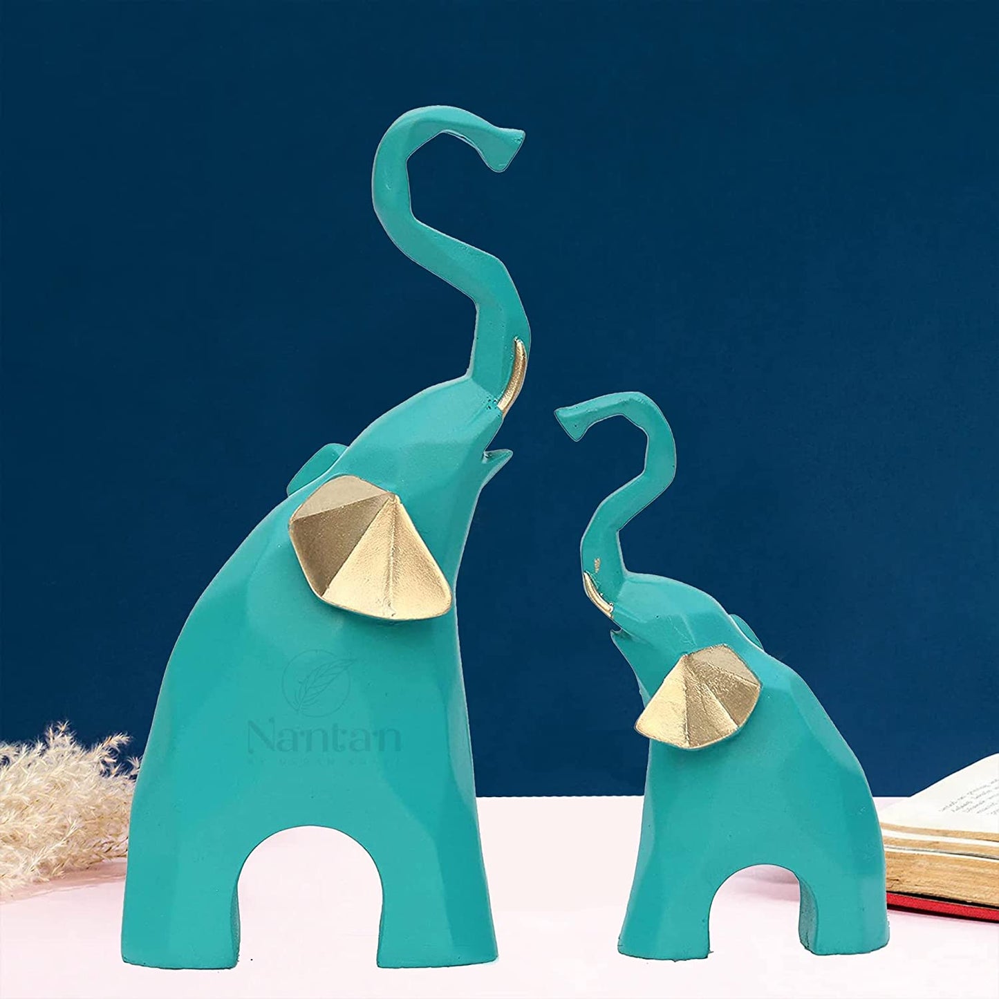 Polyresin Elephant Showpiece Statue and Artifacts for Home Decor, Living Room, Wall Decoration for Gifting, Interiors and Diwali Decoration (Elephant)