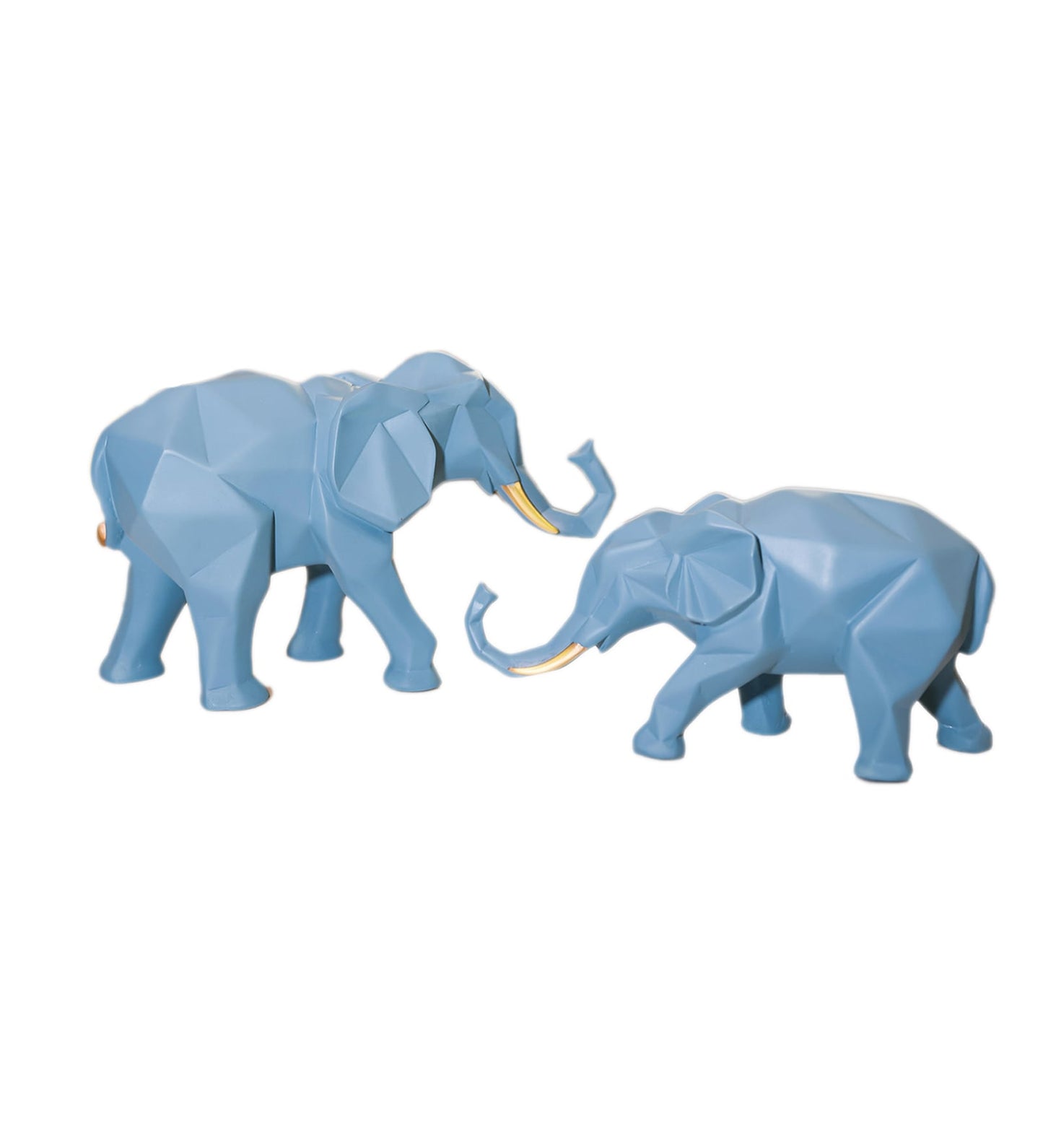 Polyresin Geometric Elephant Set of 2