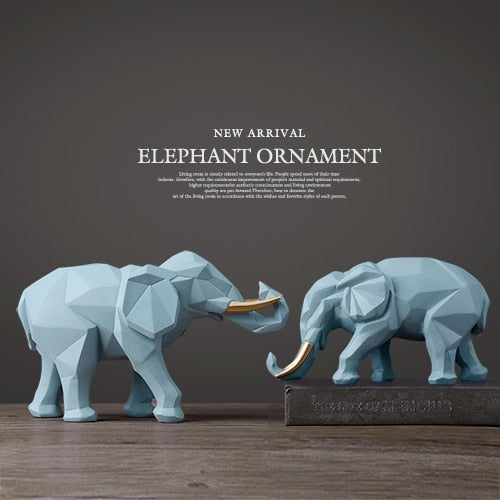 Polyresin Geometric Elephant Set of 2