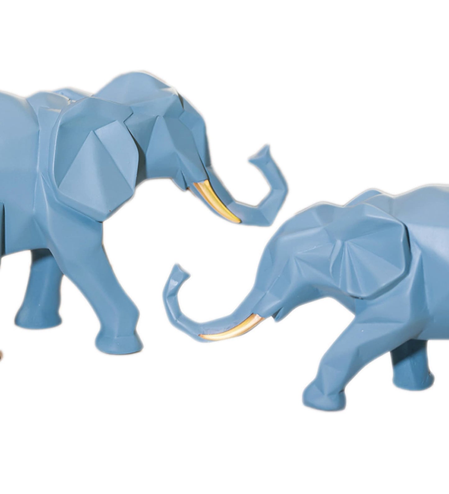 Polyresin Geometric Elephant Set of 2