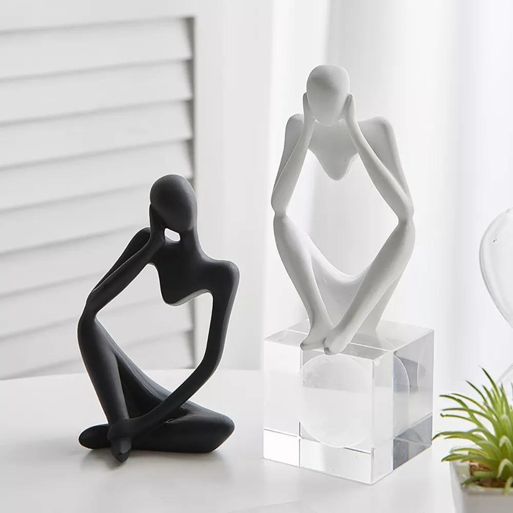 Nordic Abstract Thinker Statue Resin Face Figurine