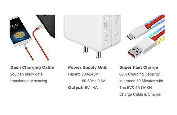 OnePlus 65 Watt 5V 4A Dash Charger with Type-C Dash Charging Cable